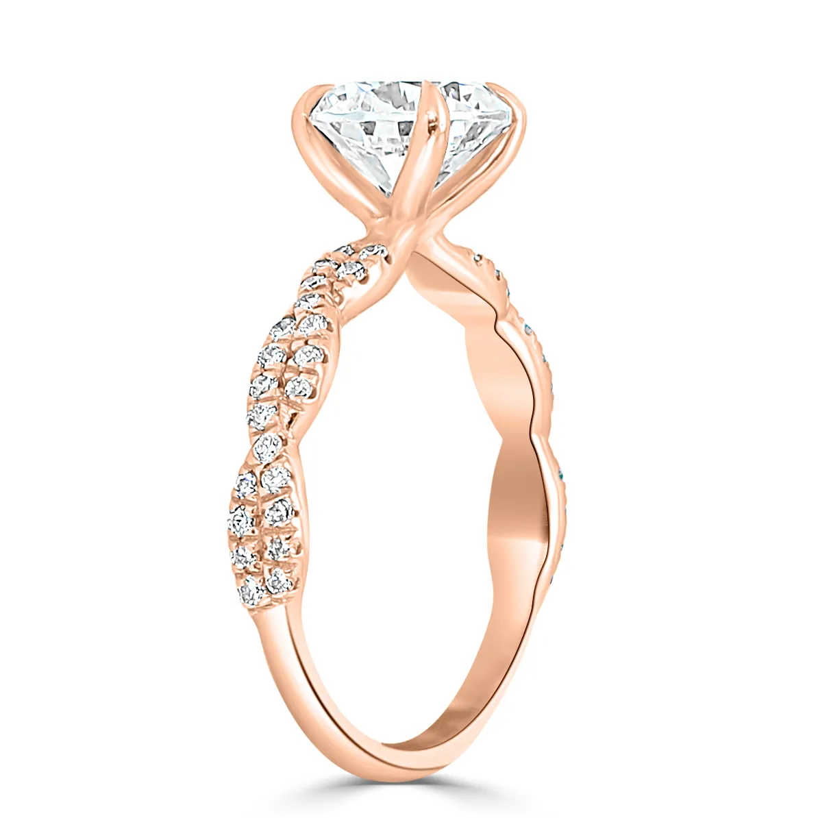 Rose Gold Twisted Double Pave Unique Engagement Ring jewelry Wabash avenue