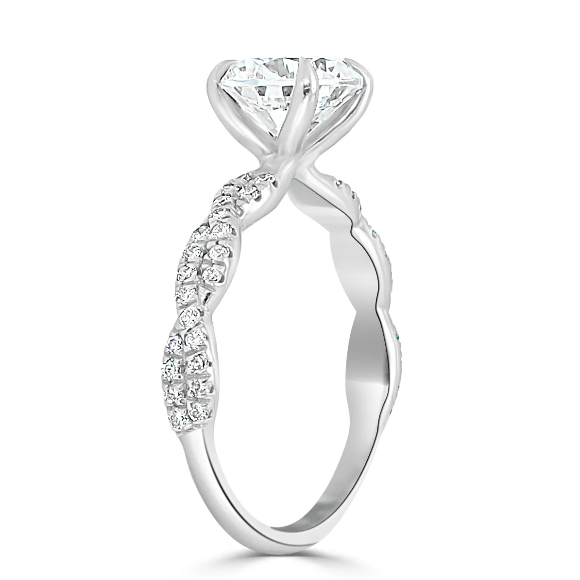 White GoldTwisted Double Pave Unique Engagement Ring jewelry Wabash avenue