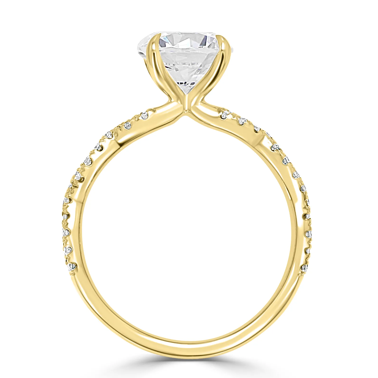 Yellow Gold Twisted Double Pave Unique Engagement Ring jewelry store near me