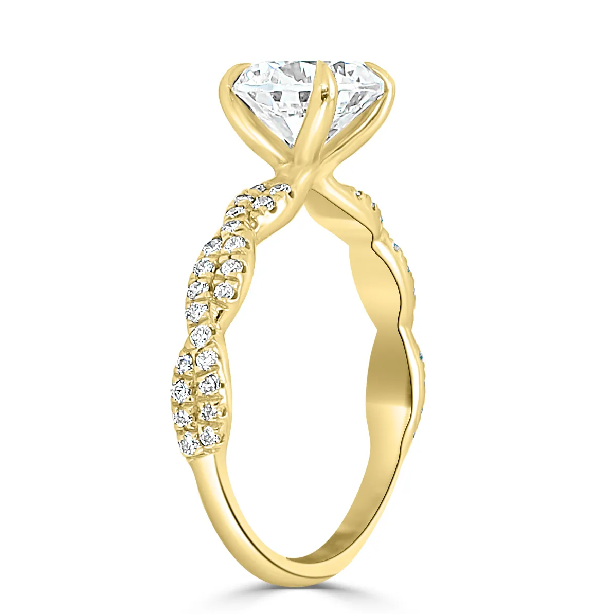 Yellow Gold Twisted Double Pave Unique Engagement Ring jewelry Wabash avenue