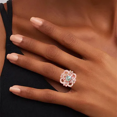 Rose Gold Extravagant Art Deco Diamond Engagement Ring jewelry windy city