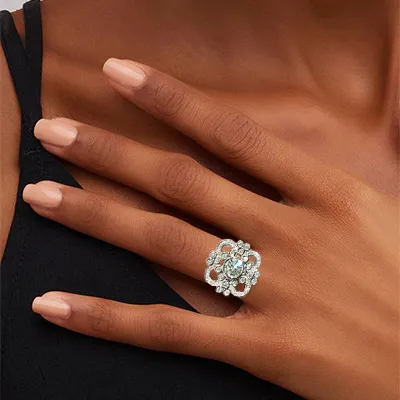 White GoldExtravagant Art Deco Diamond Engagement Ring jewelry windy city