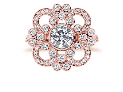 Rose Gold Extravagant Art Deco Diamond Engagement Ring
