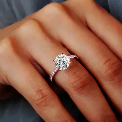 Rose Gold Modern Classic Pave 4 Prong Engagement Ring jewelry online