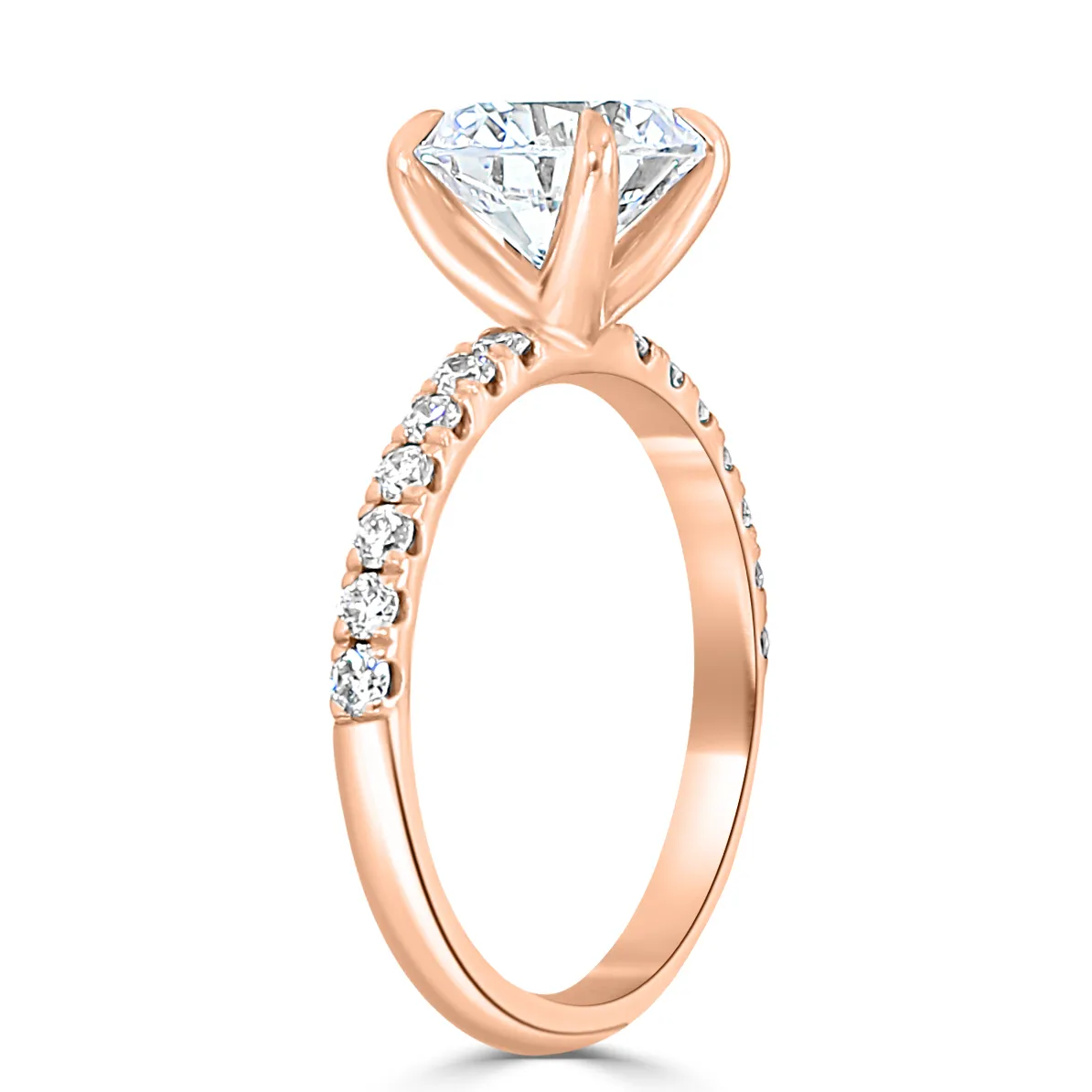 Rose Gold Modern Classic Pave 4 Prong Engagement Ring jewelry Wabash avenue