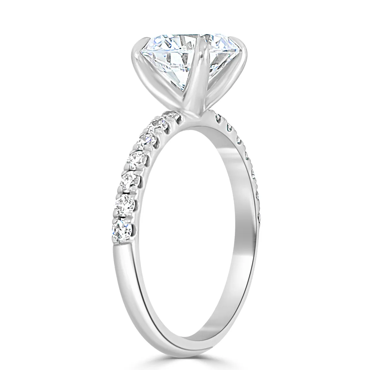 Platinum Modern Classic Pave 4 Prong Engagement Ring jewelry Wabash avenue