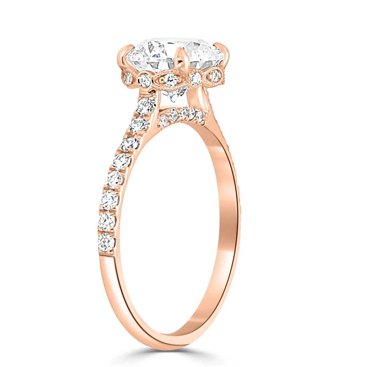 Rose Gold Hidden Accent Halo Engagement Ring jewelry Wabash avenue