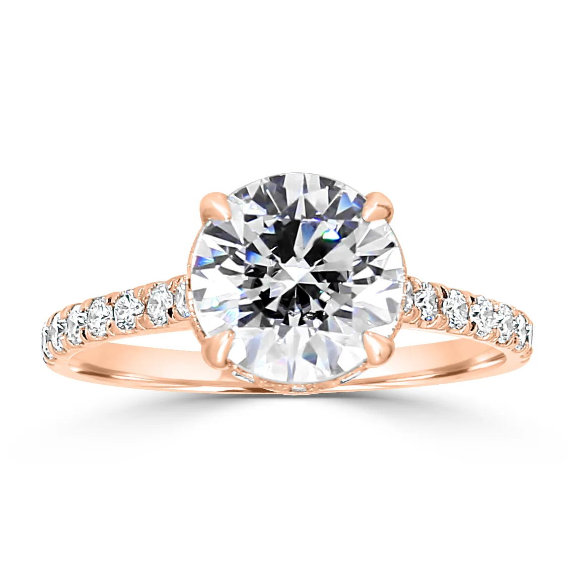 Rose Gold Hidden Accent Halo Engagement Ring