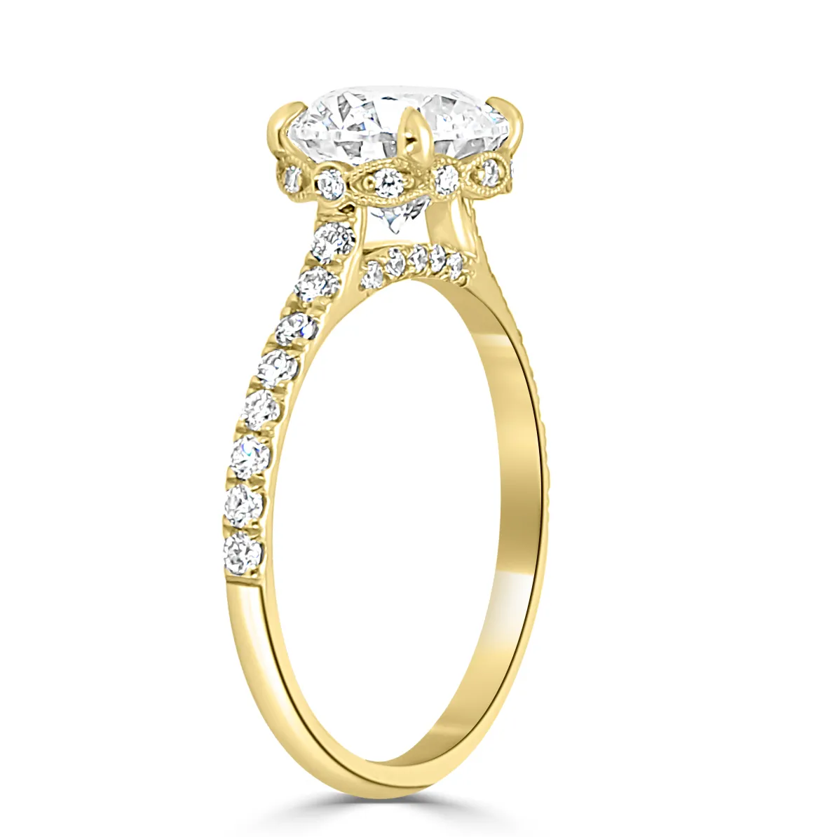 Yellow Gold Hidden Accent Halo Engagement Ring jewelry Wabash avenue