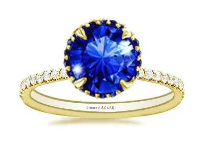 Yellow Gold Sapphire Set Hidden Halo Engagement Ring