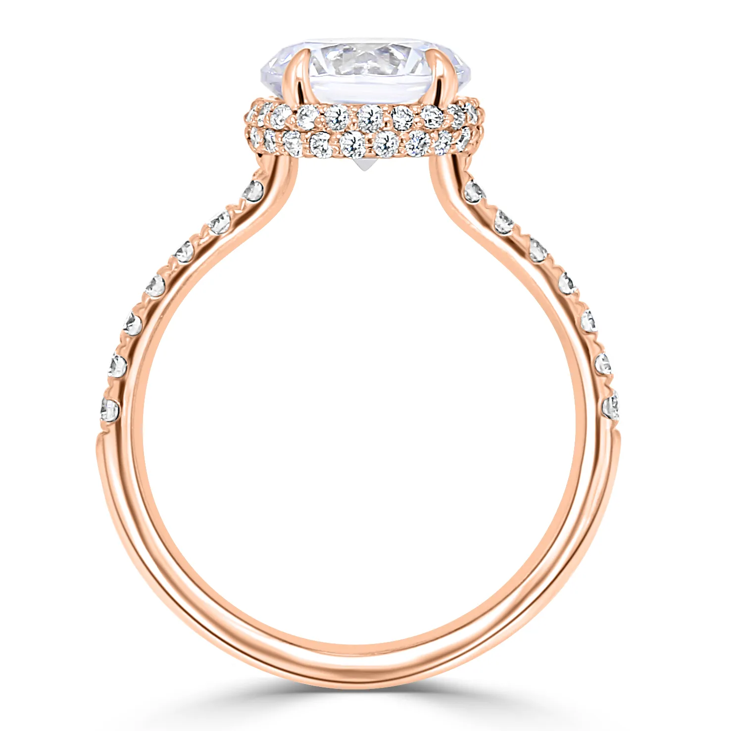 Rose Gold Belgian Pave Elegant and Unique Hidden Accent Diamond Ring jewelry store near me