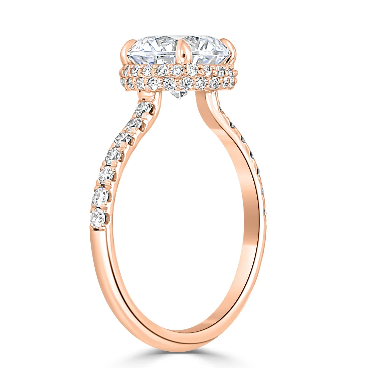 Rose Gold Belgian Pave Elegant and Unique Hidden Accent Diamond Ring jewelry Wabash avenue