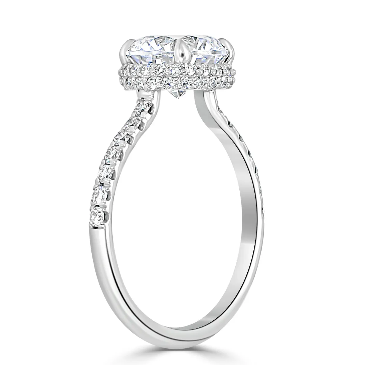 White Gold Belgian Pave Elegant and Unique Hidden Accent Diamond Ring jewelry Wabash avenue