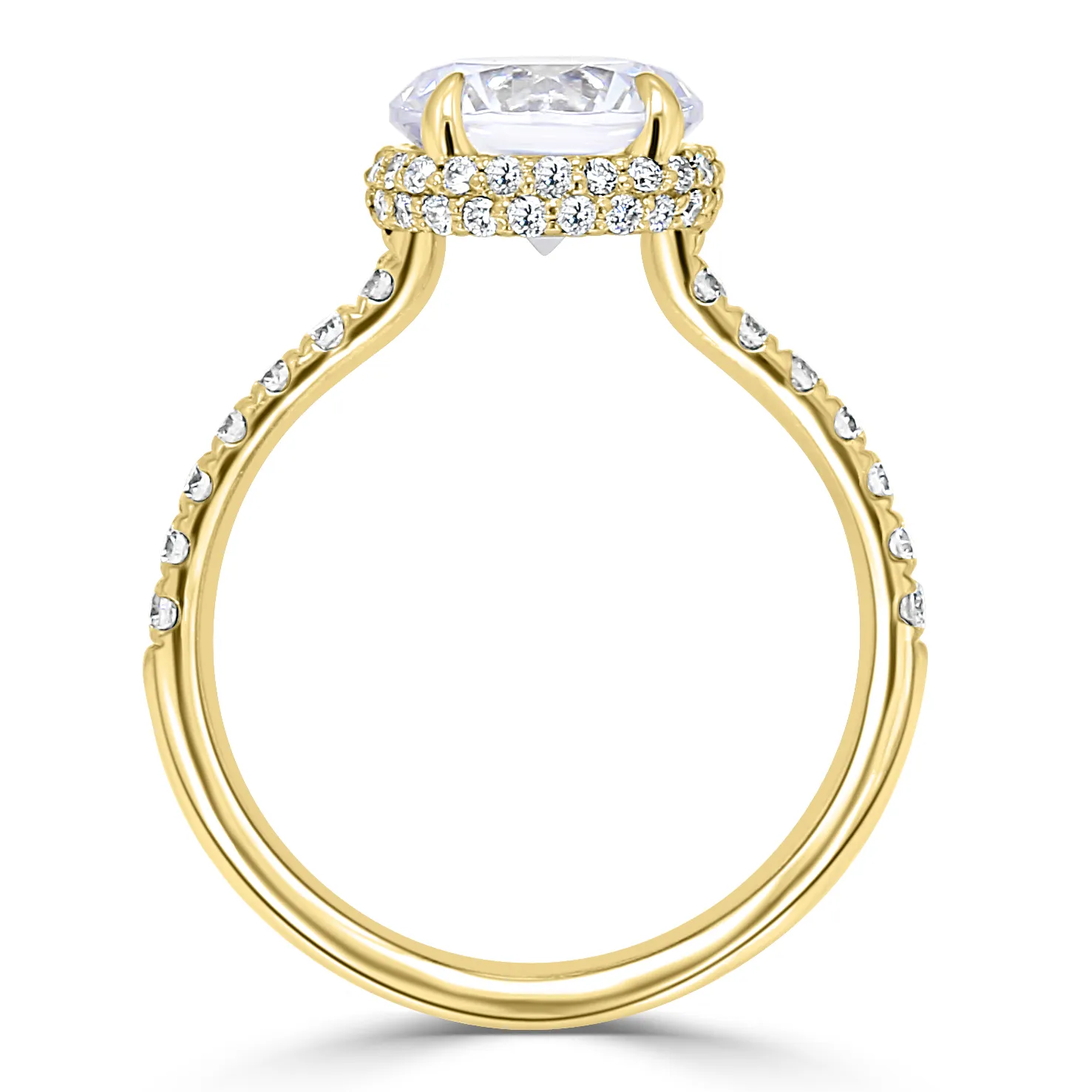 Yellow Gold Belgian Pave Elegant and Unique Hidden Accent Diamond Ring jewelry store near me