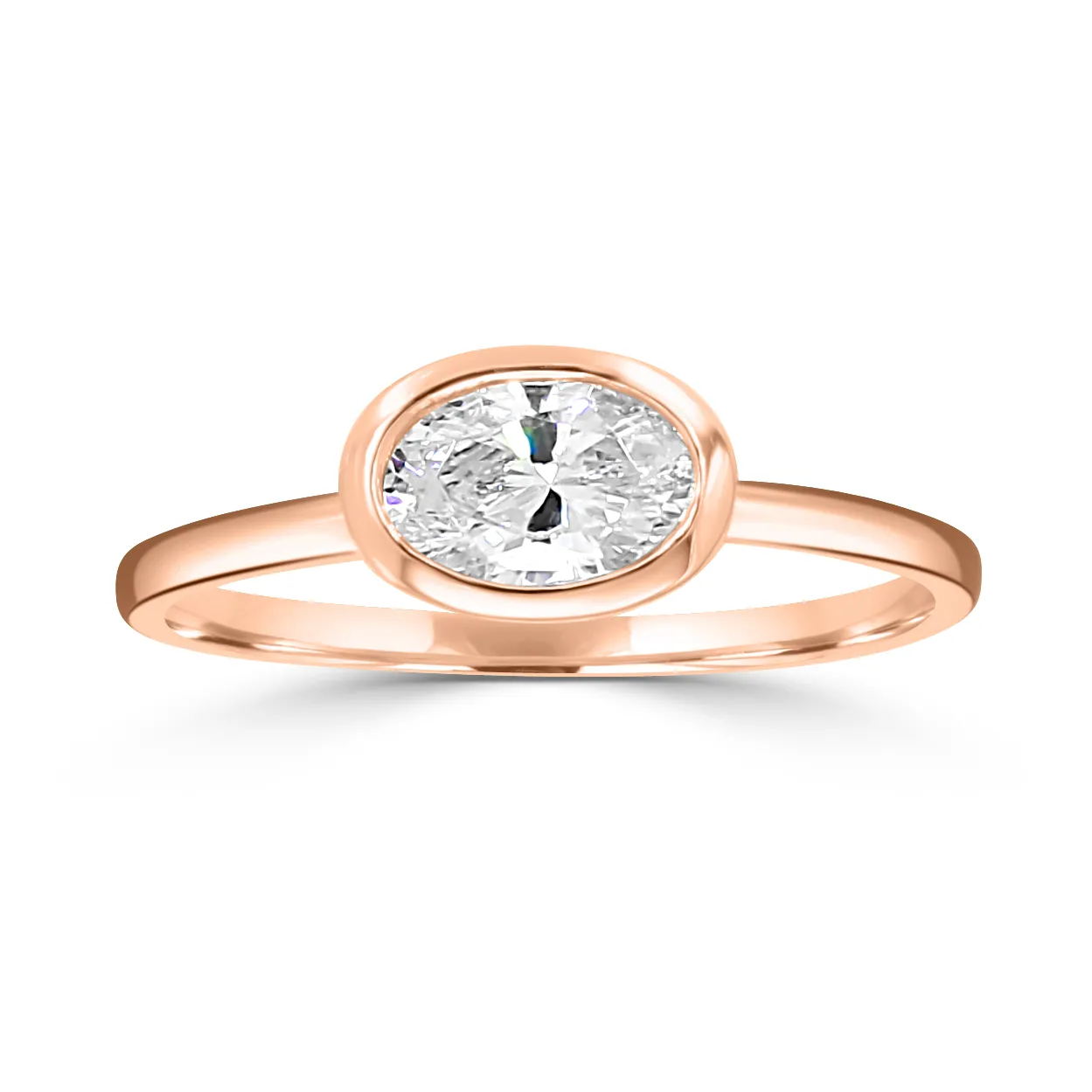 Rose Gold East West Bezel Set Engagement Ring