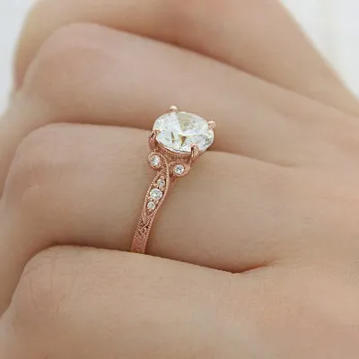 Rose Gold Antique Style Diamond Engagement Ring jewelry windy city