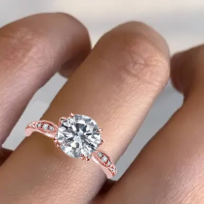 Rose Gold Antique Style Diamond Engagement Ring from best jeweler