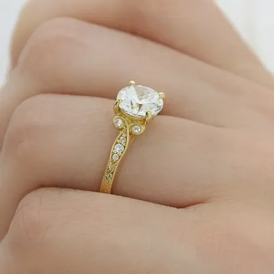 Yellow Gold Antique Style Diamond Engagement Ring jewelry windy city