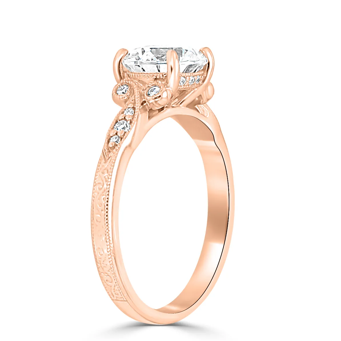 Rose Gold Antique Style Diamond Engagement Ring jewelry Wabash avenue