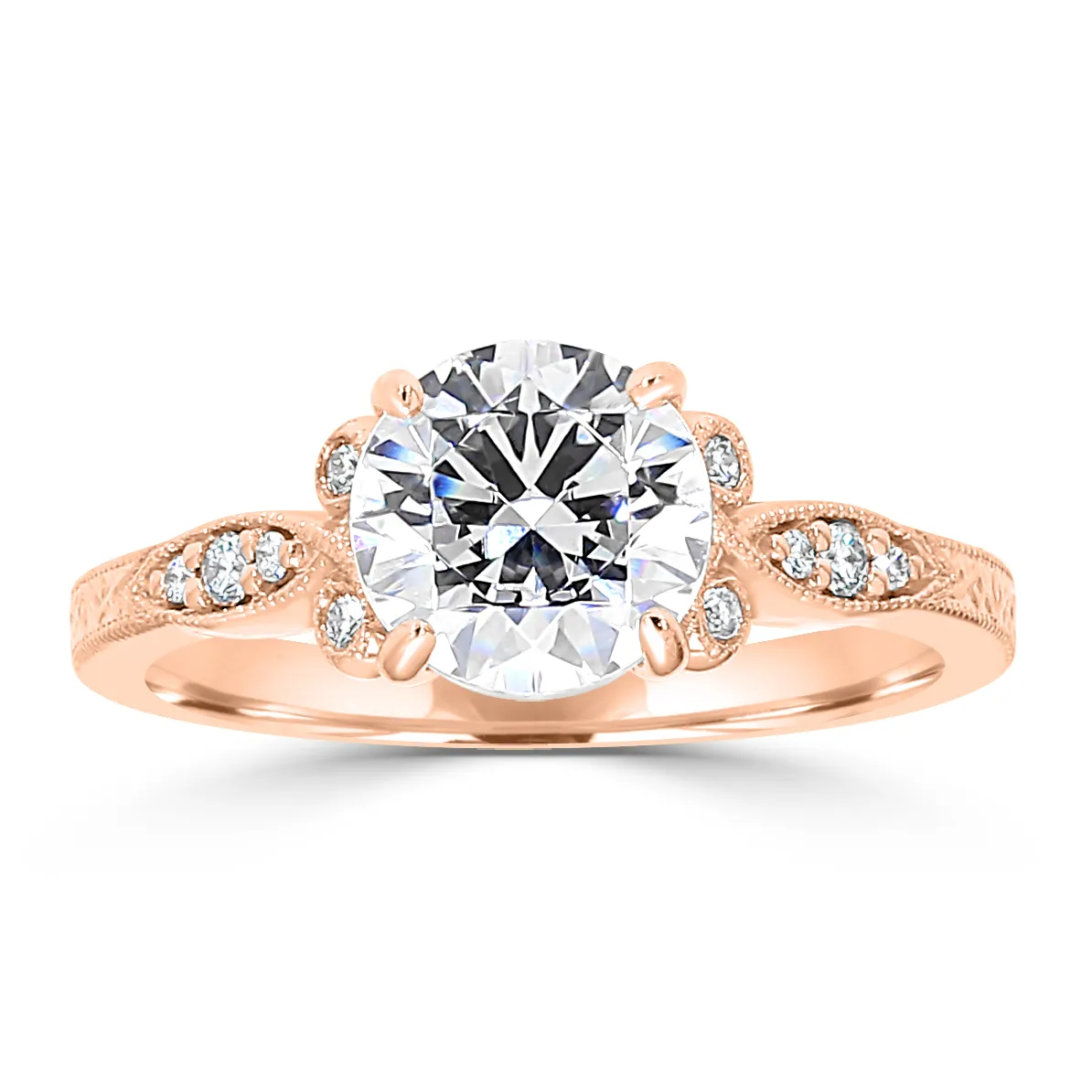 Rose Gold Antique Style Diamond Engagement Ring