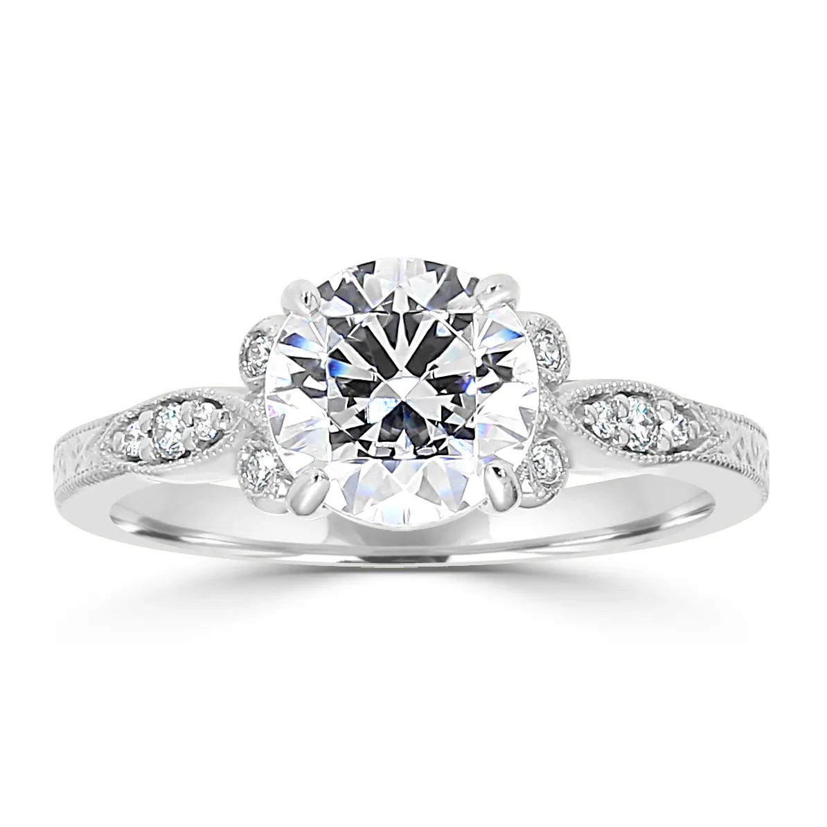 Platinum Antique Style Diamond Engagement Ring