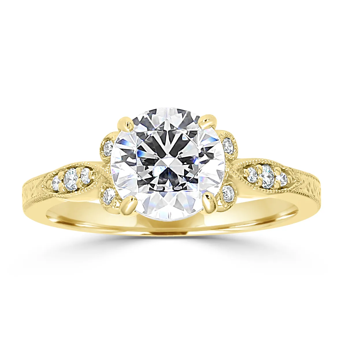 Yellow Gold Antique Style Diamond Engagement Ring