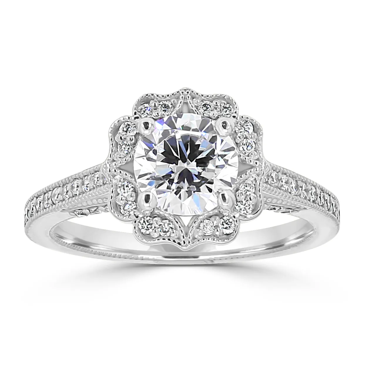 White Gold Classic Antique Engagement Ring