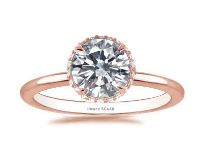 Rose Gold Elegant and Unique Belgian Pave Hidden Halo Engagement Ring