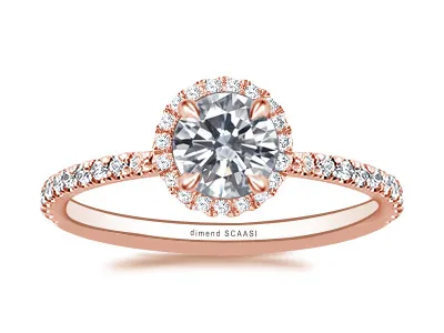 Rose Gold Stylish Halo Diamond Engagement Ring