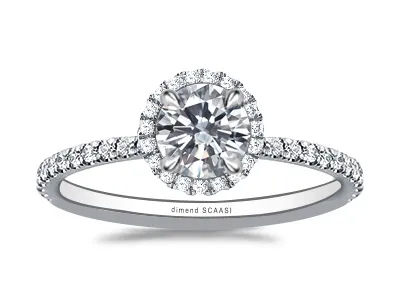 Platinum Stylish Halo Diamond Engagement Ring