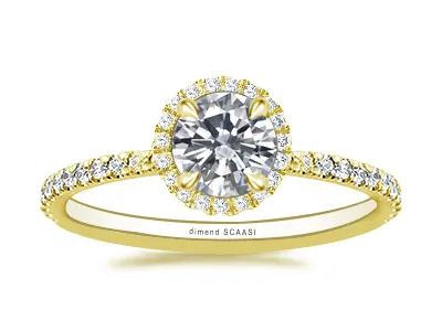 Yellow Gold Stylish Halo Diamond Engagement Ring