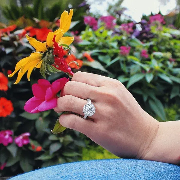 White Gold Unique Halo Engagement Ring jewelry windy city