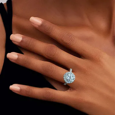 White Gold Unique Halo Engagement Ring from best jeweler
