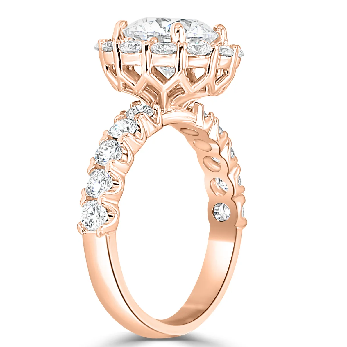 Rose Gold Unique Halo Engagement Ring jewelry Wabash avenue