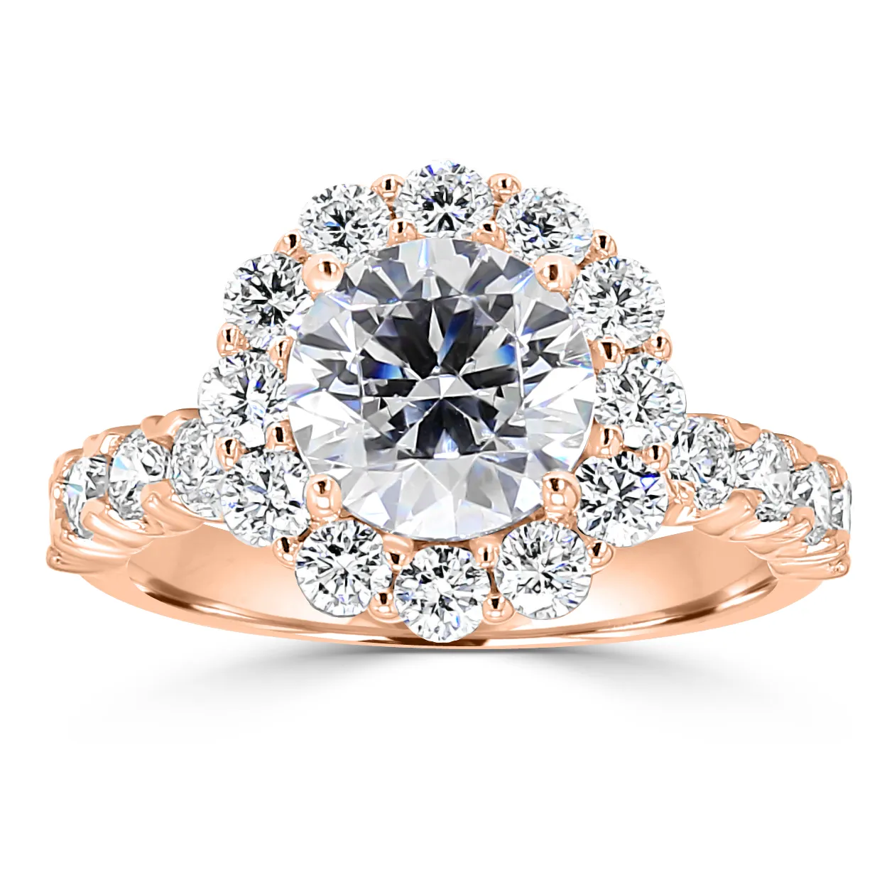 Rose Gold Unique Halo Engagement Ring