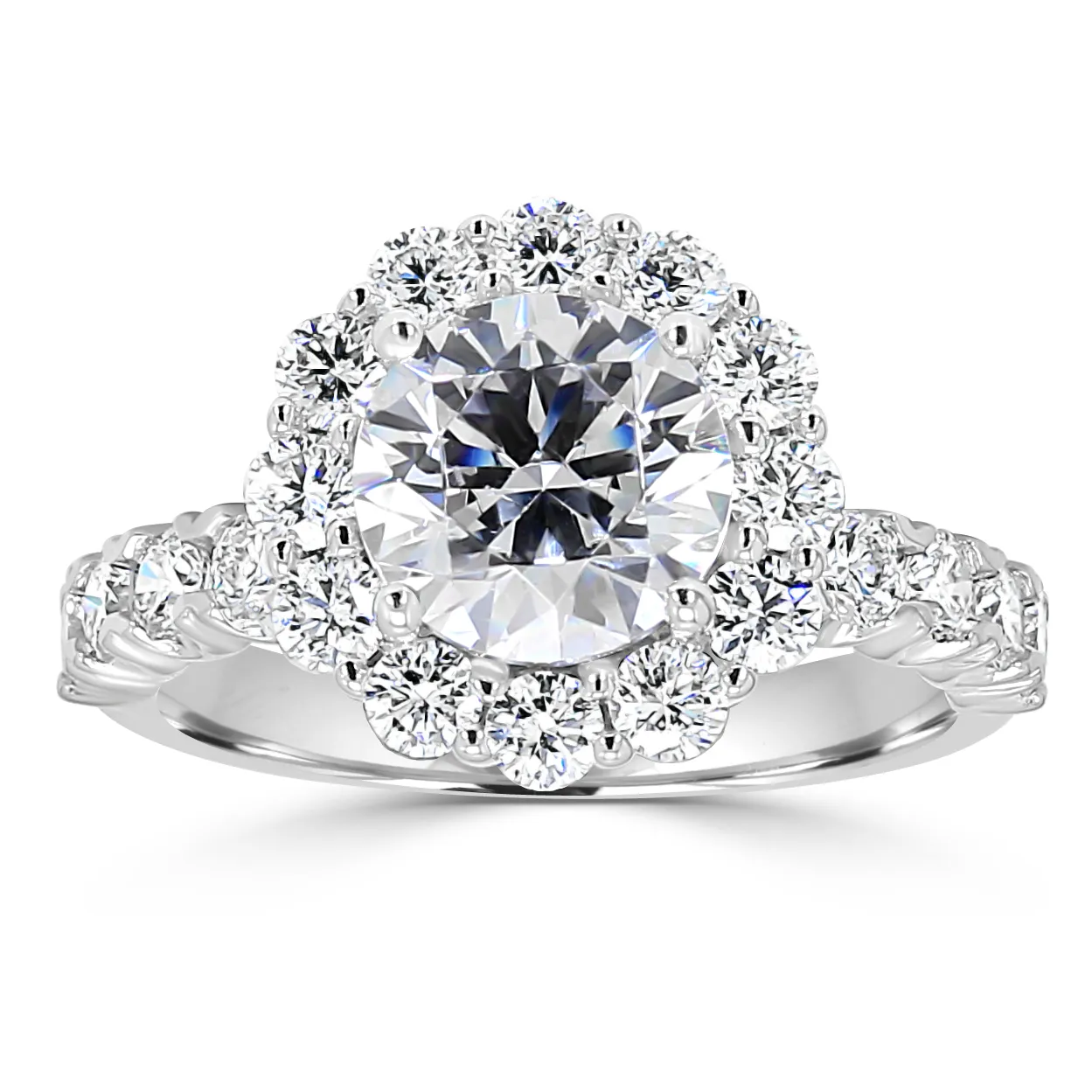 White Gold Unique Halo Engagement Ring