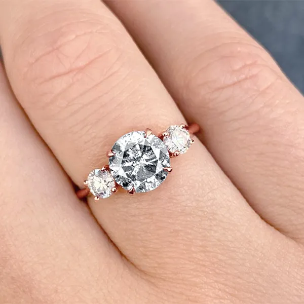 Rose Gold Elegant Three Stone Engagement Ring jewelry windy city