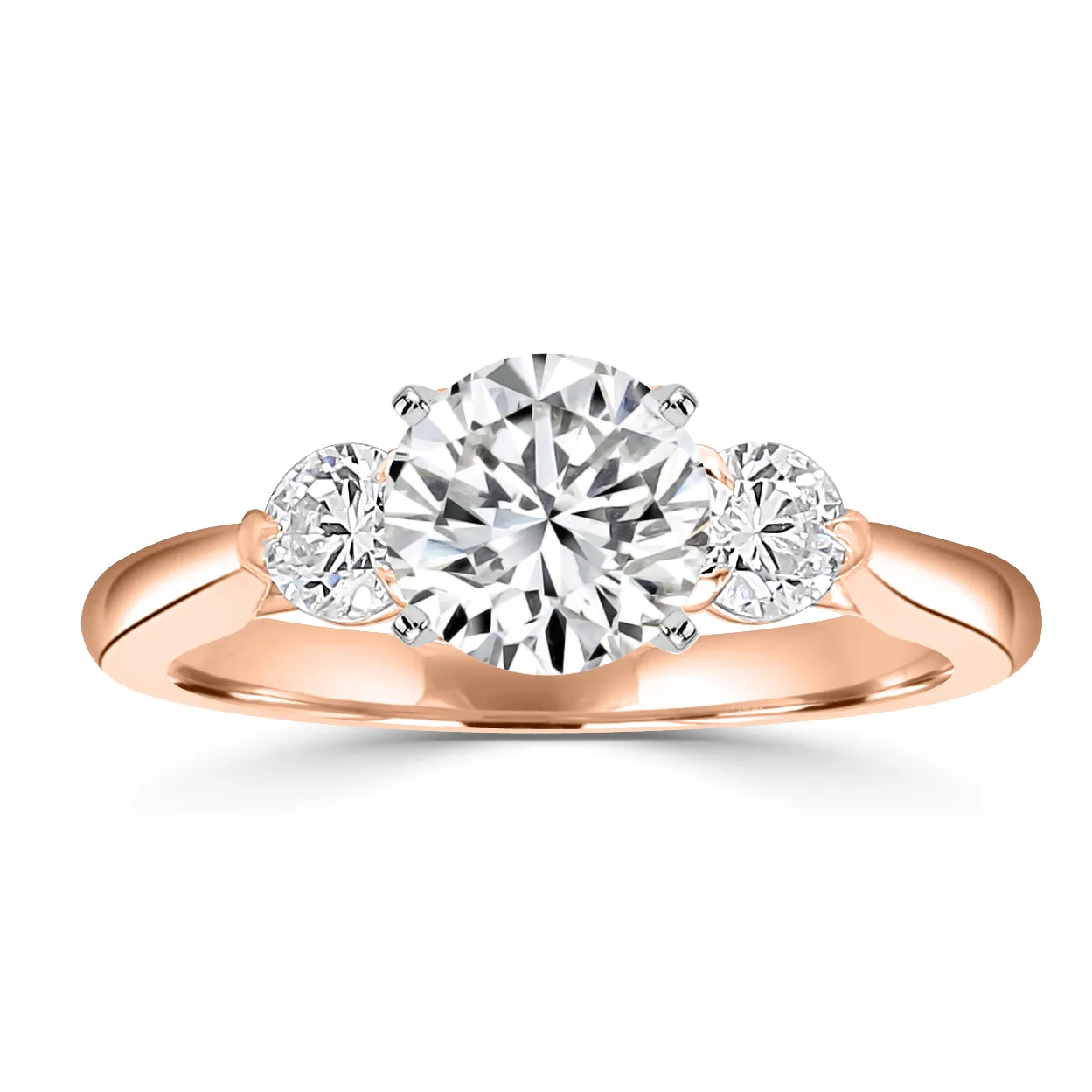 Rose Gold Elegant Three Stone Engagement Ring