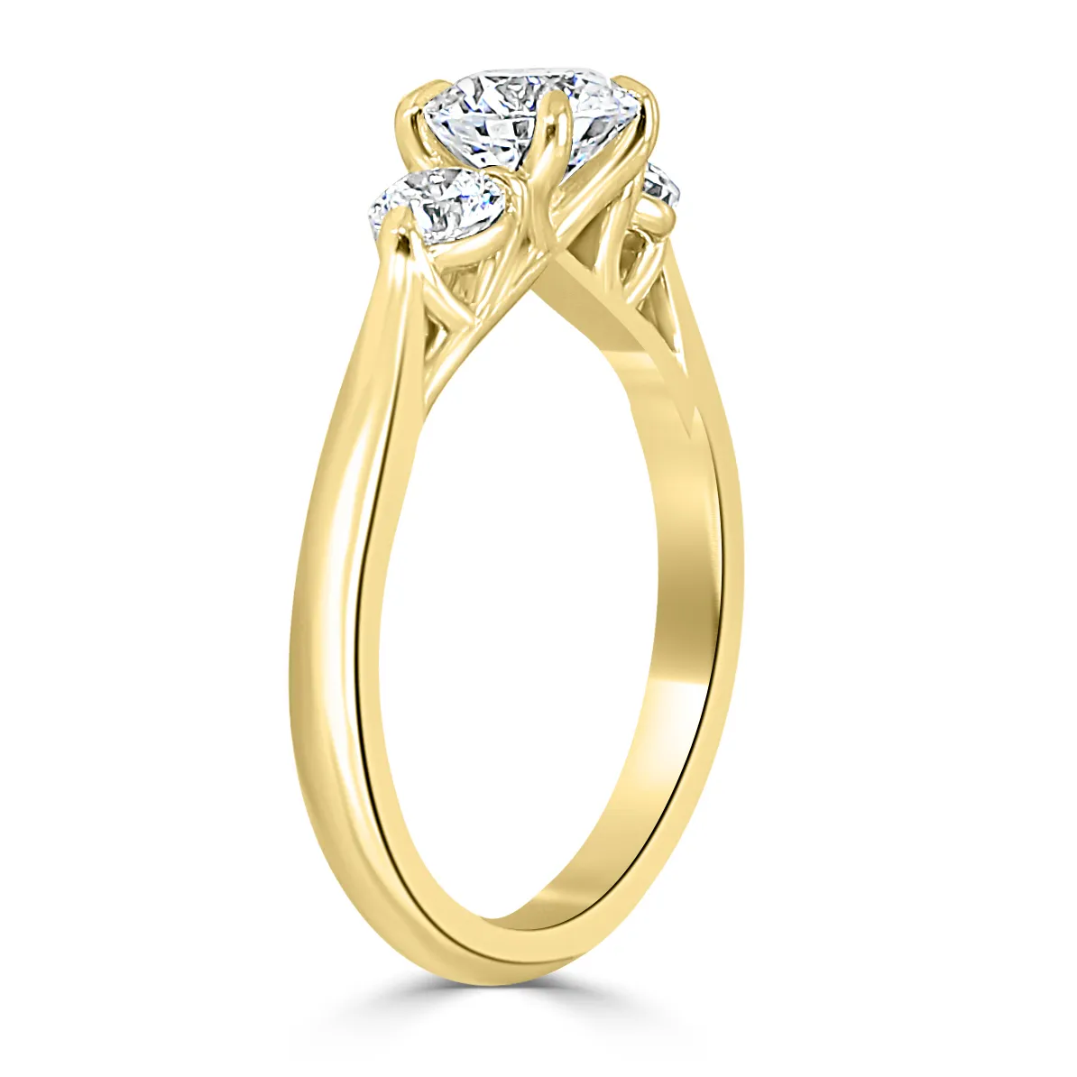 Yellow Gold Elegant Three Stone Engagement Ring jewelry Wabash avenue