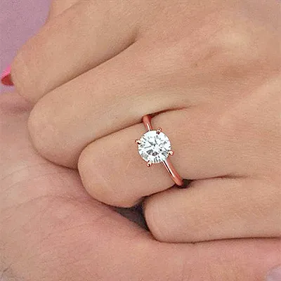 Rose Gold Timeless Feminine Solitaire Engagement Ring jewelry online