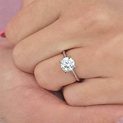 Platinum Timeless Feminine Solitaire Engagement Ring jewelry online