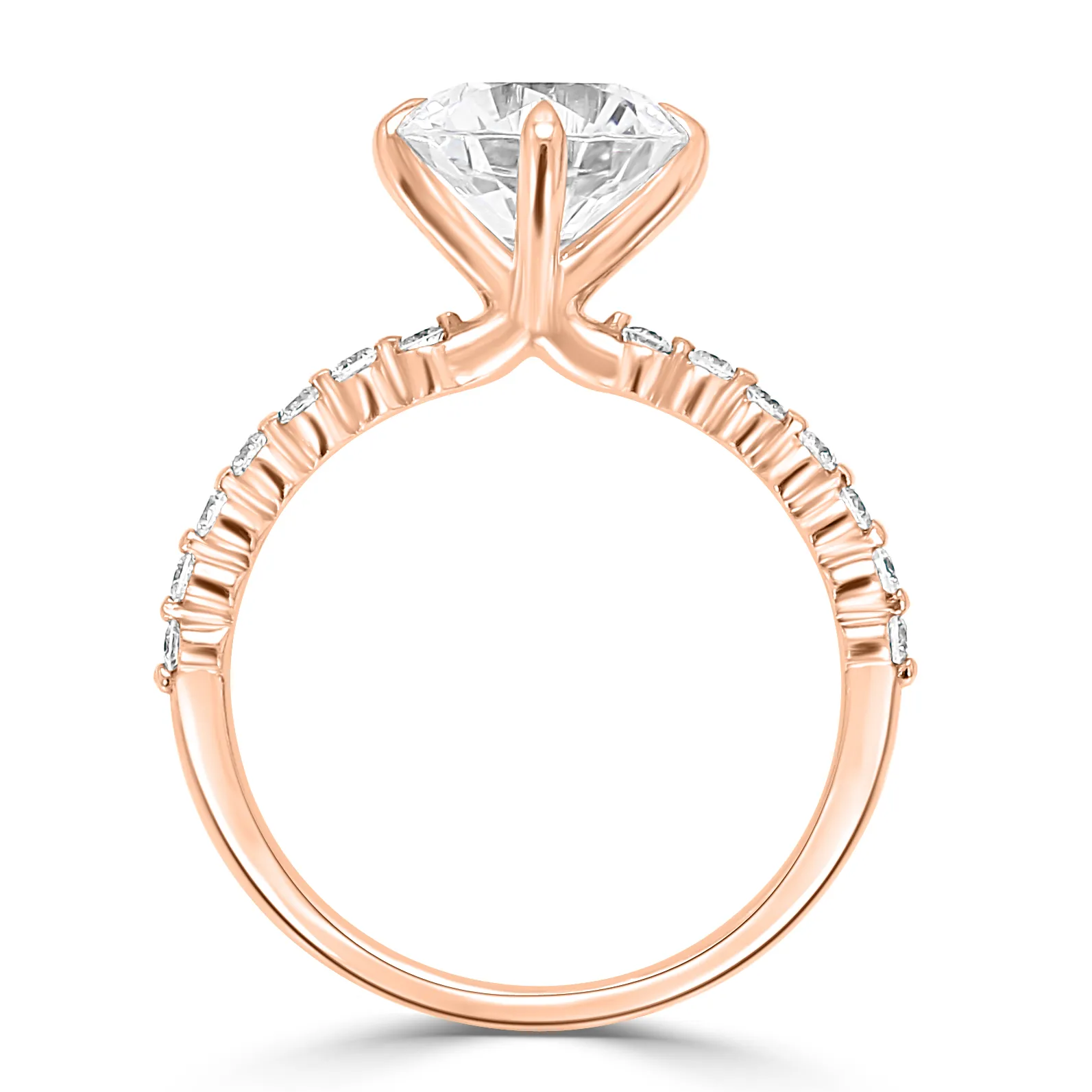 Rose Gold Compass Set Shared Prong Diamond Engagement Ring jewelry store near me