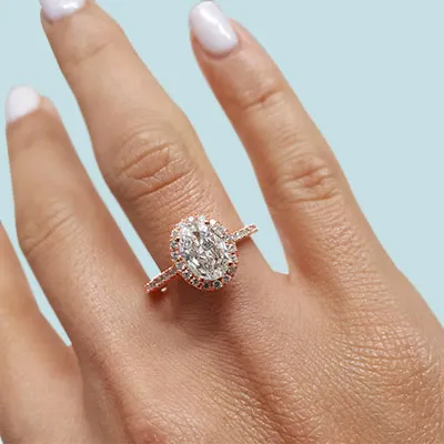 Rose Gold Oval Halo Engagement Ring from best jeweler