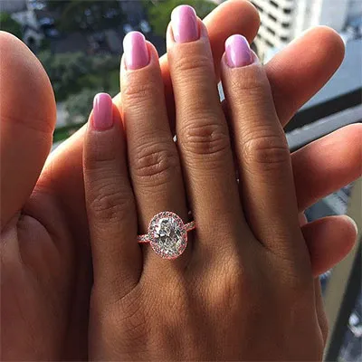 Rose Gold Oval Halo Engagement Ring jewelry online