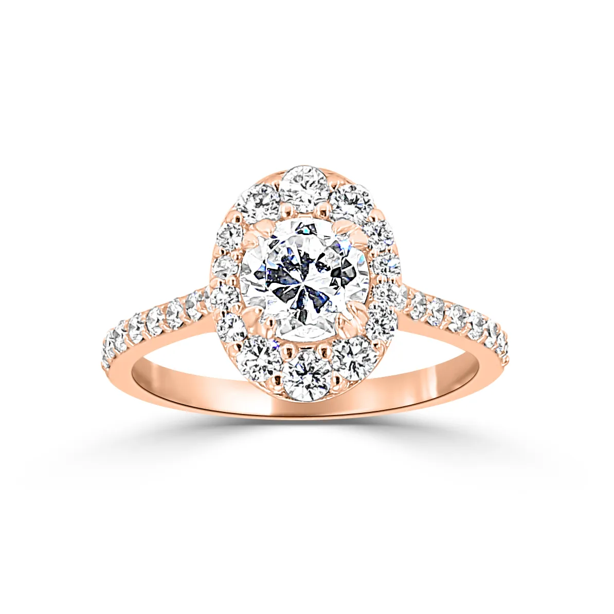 Rose Gold Oval Halo Engagement Ring