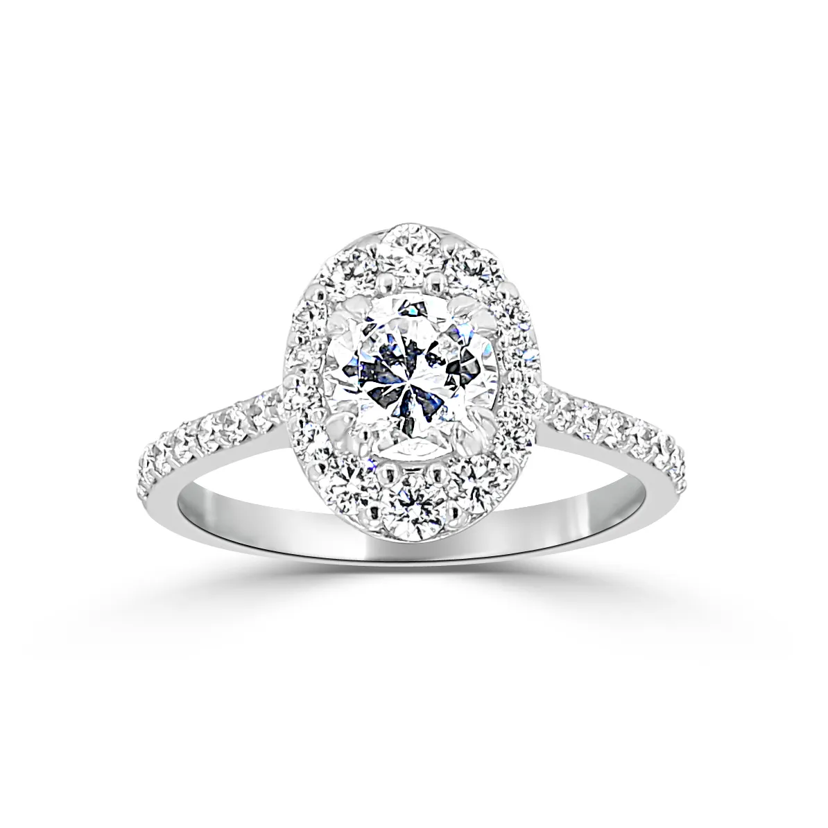 White Gold Oval Halo Engagement Ring