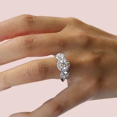 White Gold3-stone Halo Engagement Ring jewelry windy city