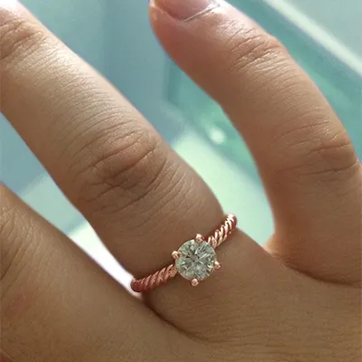 Rose Gold Twisted Rope Band Side Stone Diamond Engagement Ring jewelry online