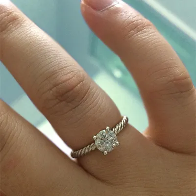 Platinum Twisted Rope Band Side Stone Diamond Engagement Ring jewelry online