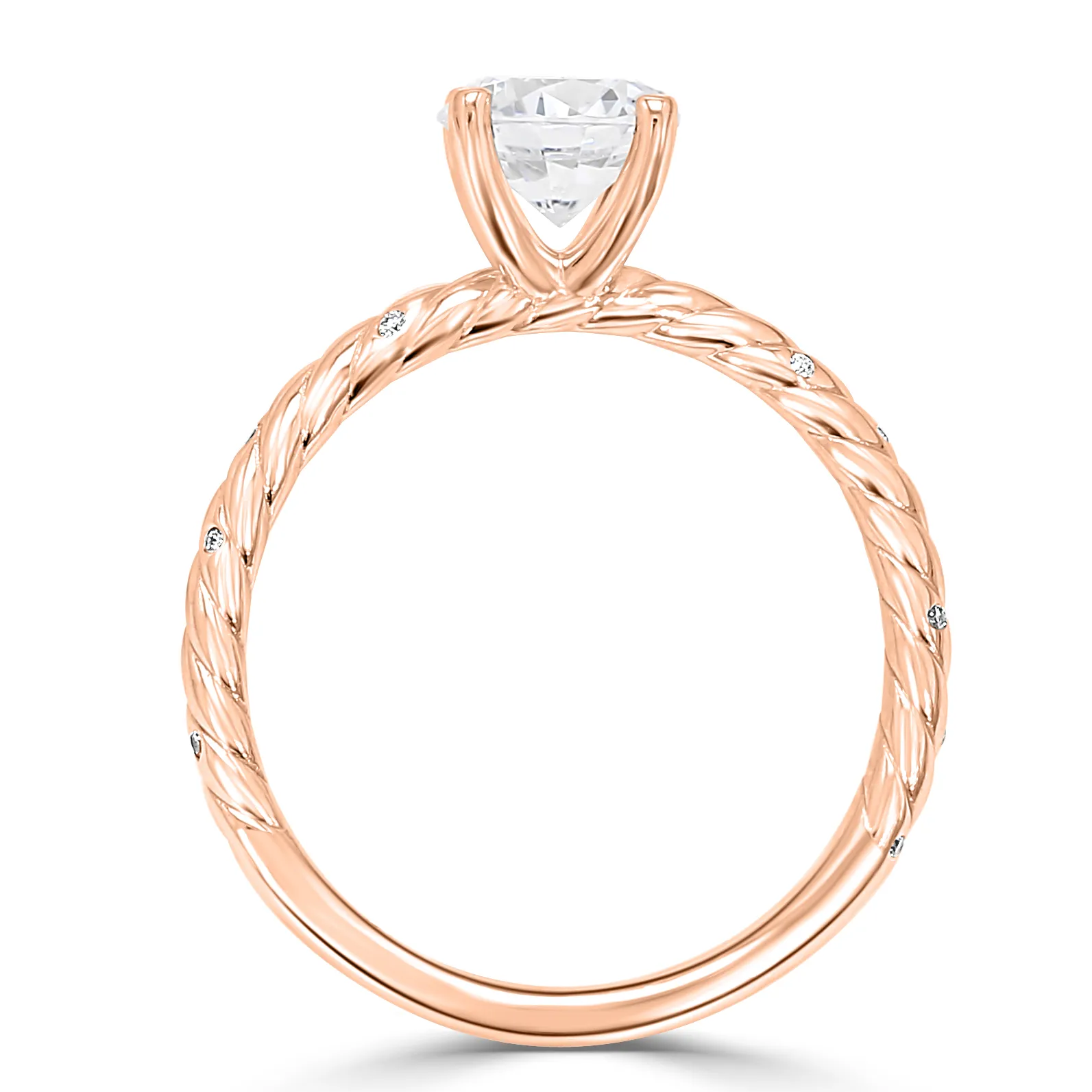 Rose Gold Twisted Rope Band Side Stone Diamond Engagement Ring jewelry store near me